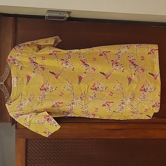 Bombay Paisley Dresses & Skirts - BOMBAY PAISLEY | Green Cotton & Linen Dress with Floral Print and Birds - size M